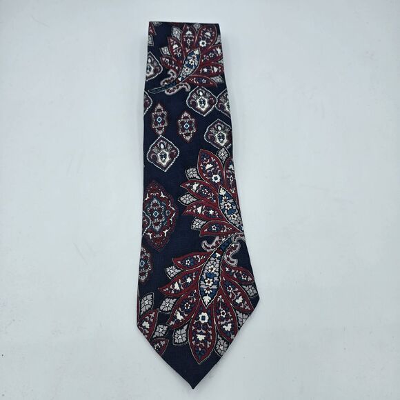 Gino Pompeii SILK Necktie Tie 55 x 4 red blue, Vintage Menswear - Picture 2 of 6